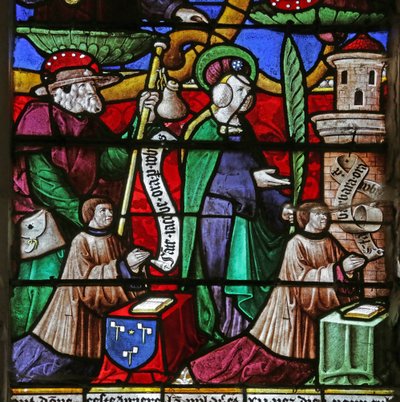 Window depicting the Tree of Jesse: Jacques Prénel and Barbe Laurendel with Saint James and Saint Barbara by French School